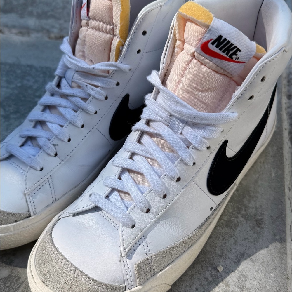 Nike White and Black High-Tops with Gray Accents